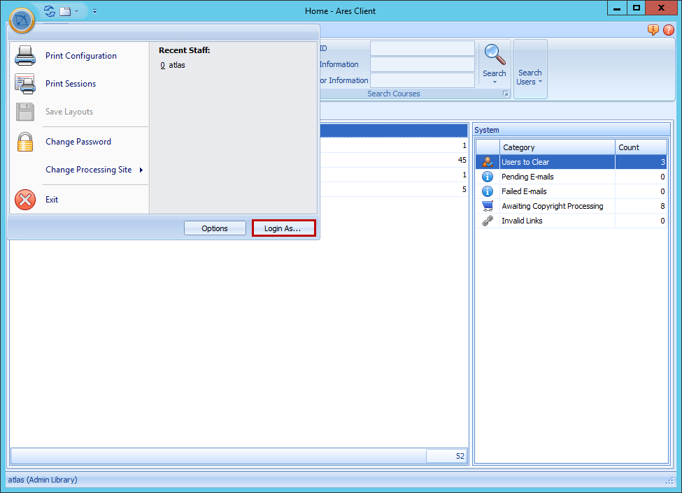 Quick User Switching Menu